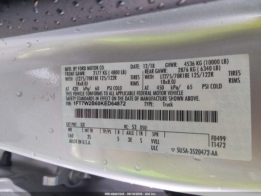 1FT7W2B60KED64872 2019 FORD F-250 photo no. 9