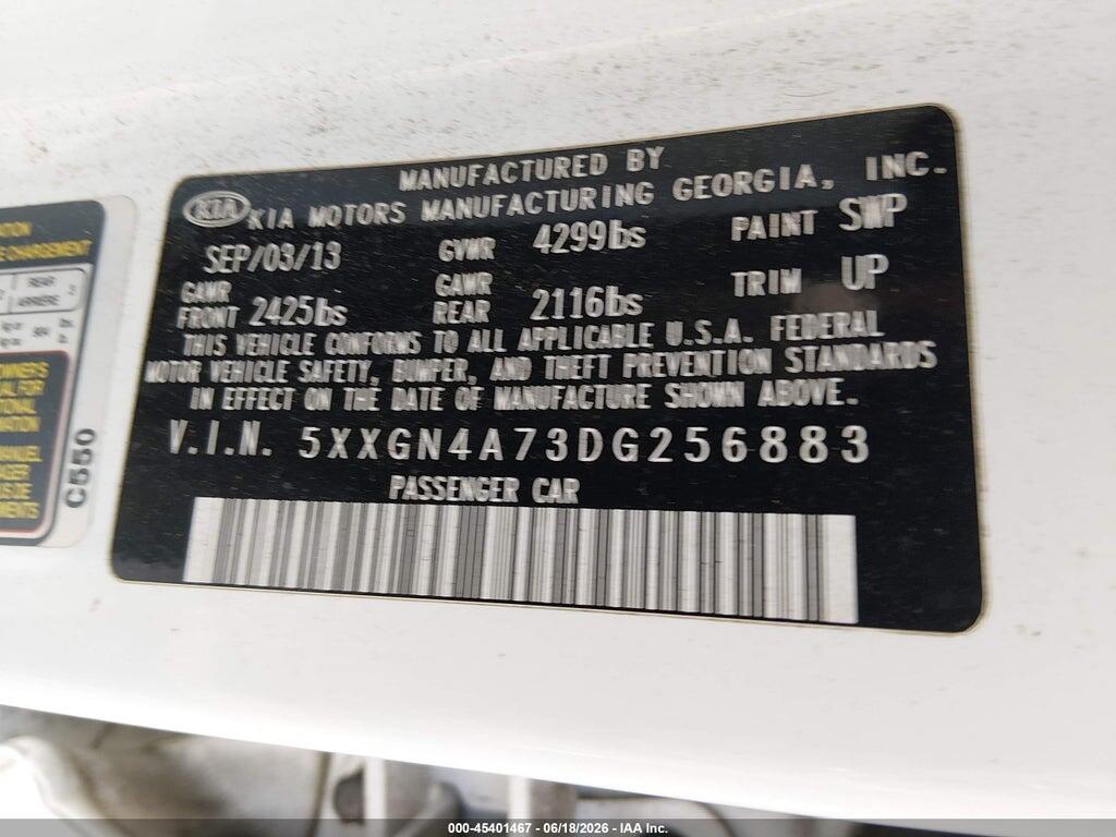 5XXGN4A73DG256883 2013 KIA OPTIMA photo no. 9