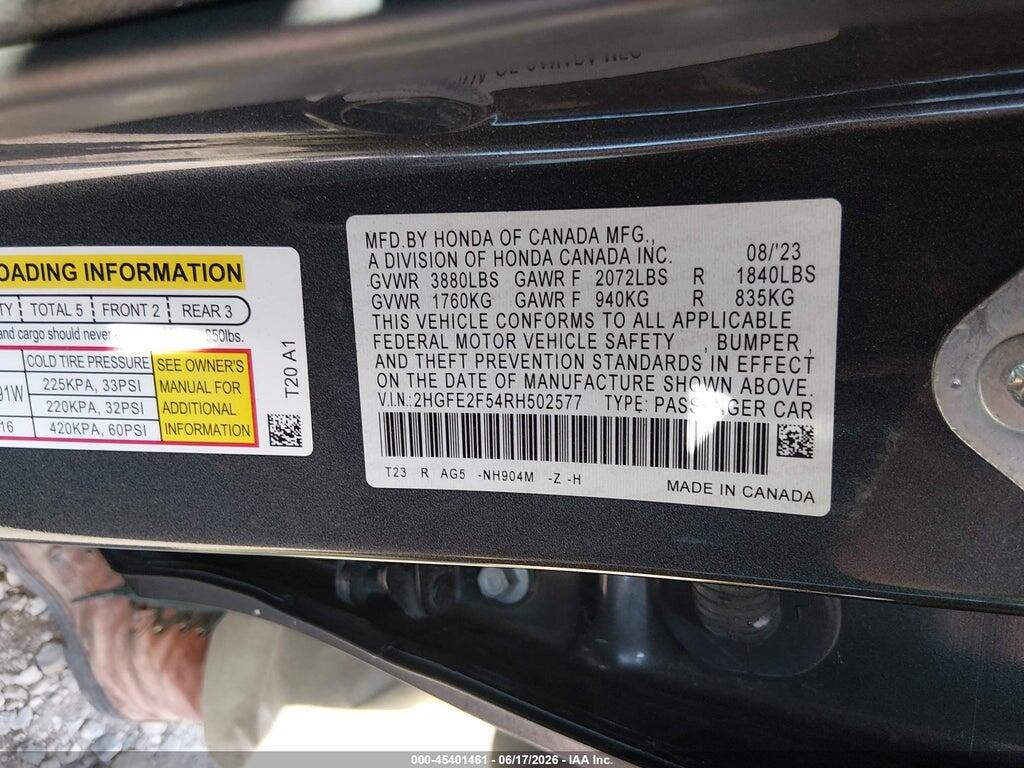 2HGFE2F54RH502577 2024 HONDA CIVIC photo no. 9