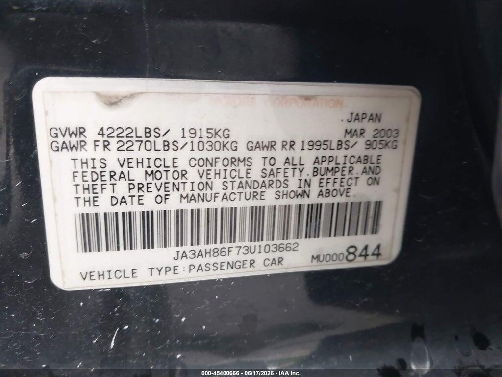 JA3AH86F73U103662 2003 MITSUBISHI LANCER EVOLUTION photo no. 9