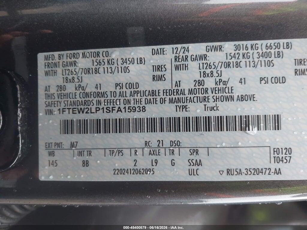 1FTEW2LP1SFA15938 2025 FORD F-150 photo no. 9