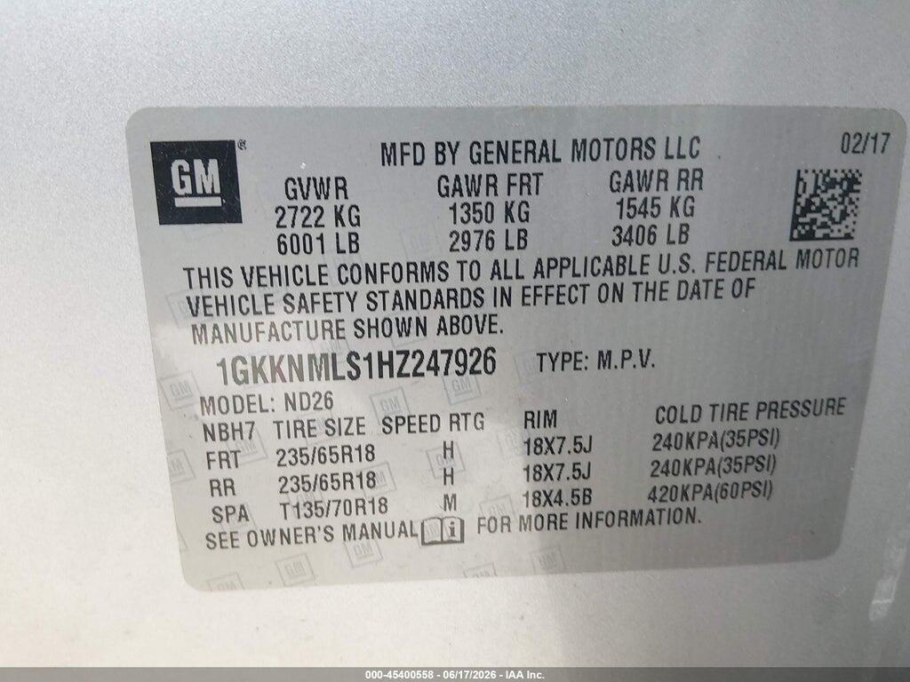 1GKKNMLS1HZ247926 2017 GMC ACADIA photo no. 9