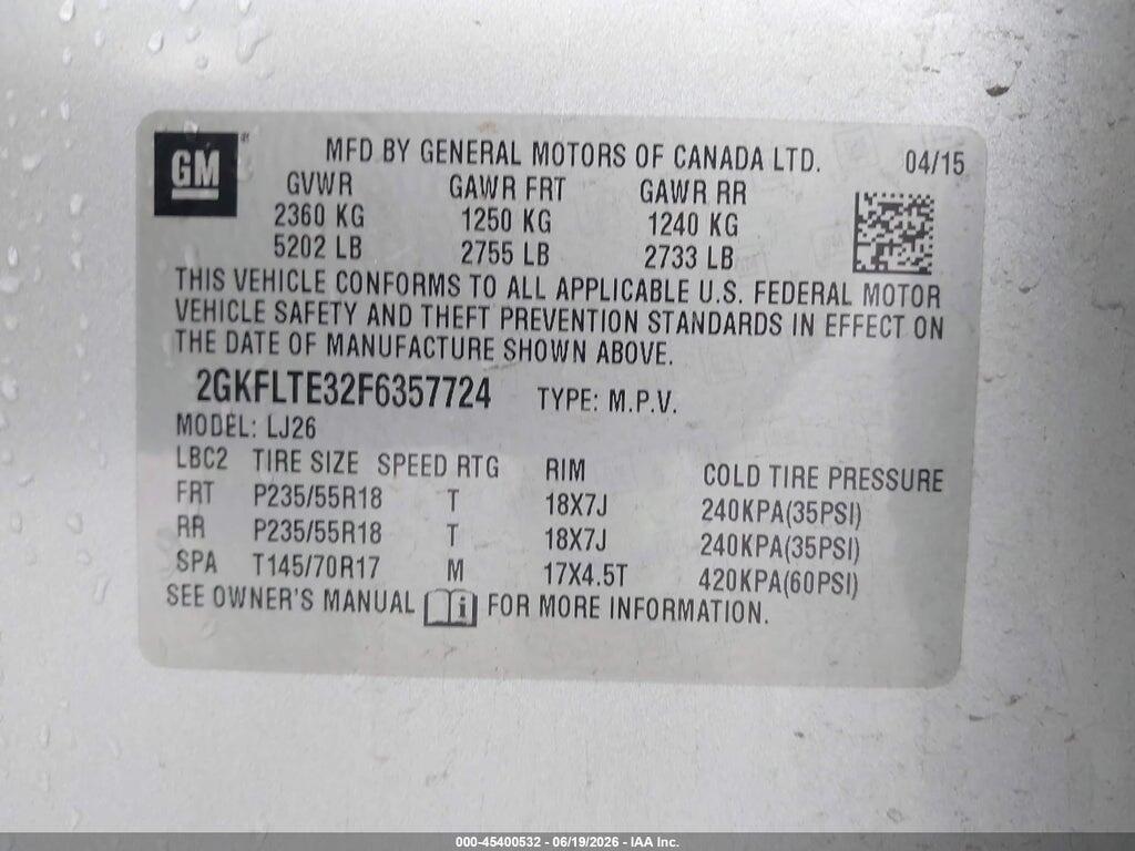2GKFLTE32F6357724 2015 GMC TERRAIN photo no. 9