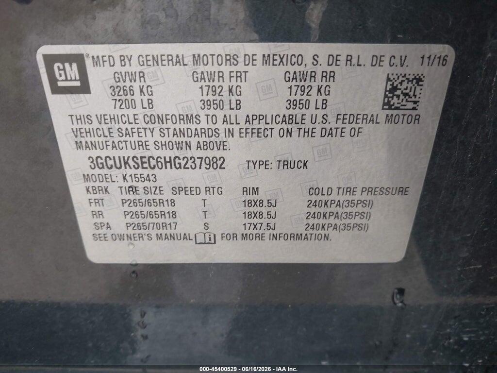 3GCUKSEC6HG237982 2017 CHEVROLET SILVERADO 1500 photo no. 9