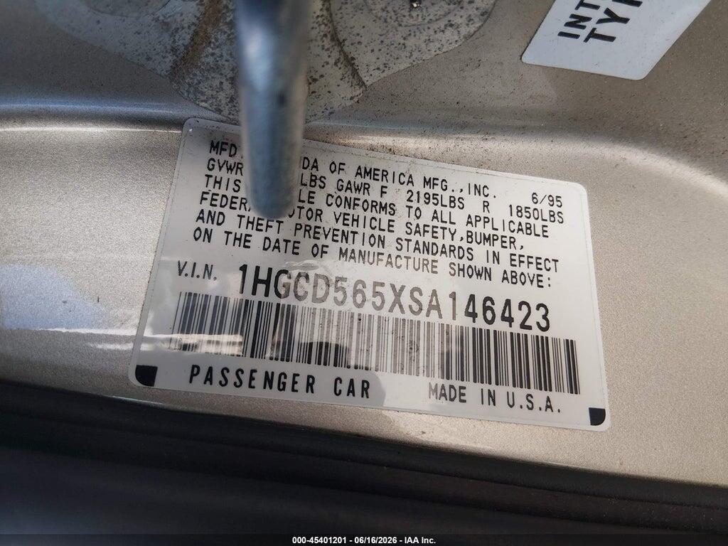1HGCD565XSA146423 1995 HONDA ACCORD photo no. 9