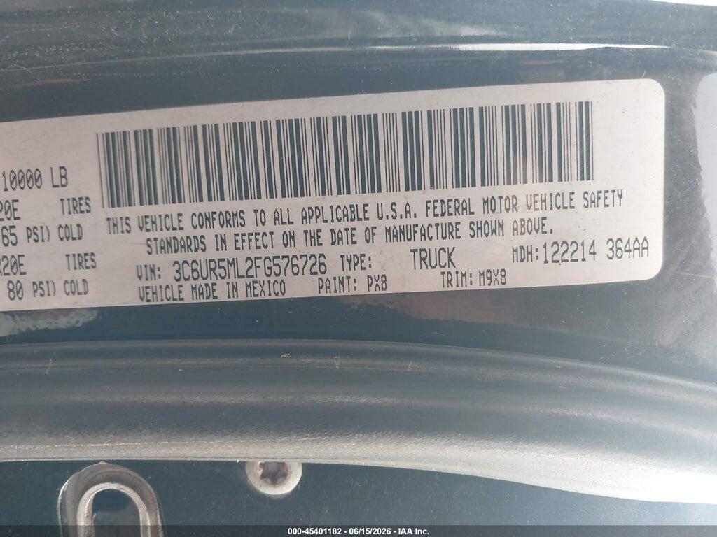 3C6UR5ML2FG576726 2015 RAM 2500 photo no. 9
