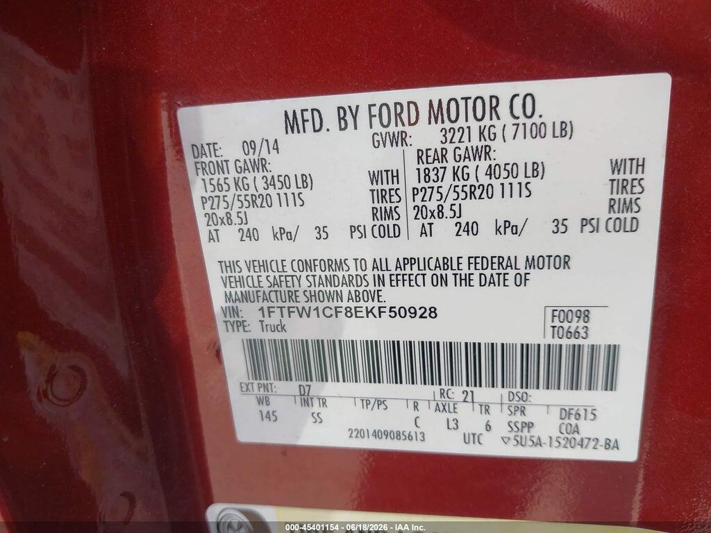 1FTFW1CF8EKF50928 2014 FORD F-150 photo no. 9