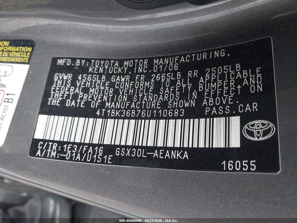 4T1BK36B76U110683 2006 TOYOTA AVALON photo no. 9