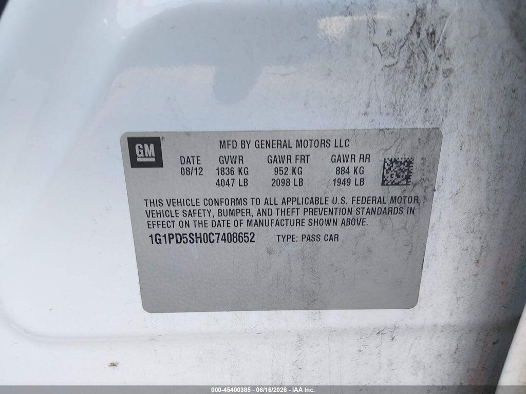 1G1PD5SH0C7408652 2012 CHEVROLET CRUZE photo no. 8