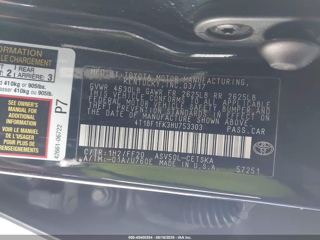 4T1BF1FK3HU753303 2017 TOYOTA CAMRY photo no. 9