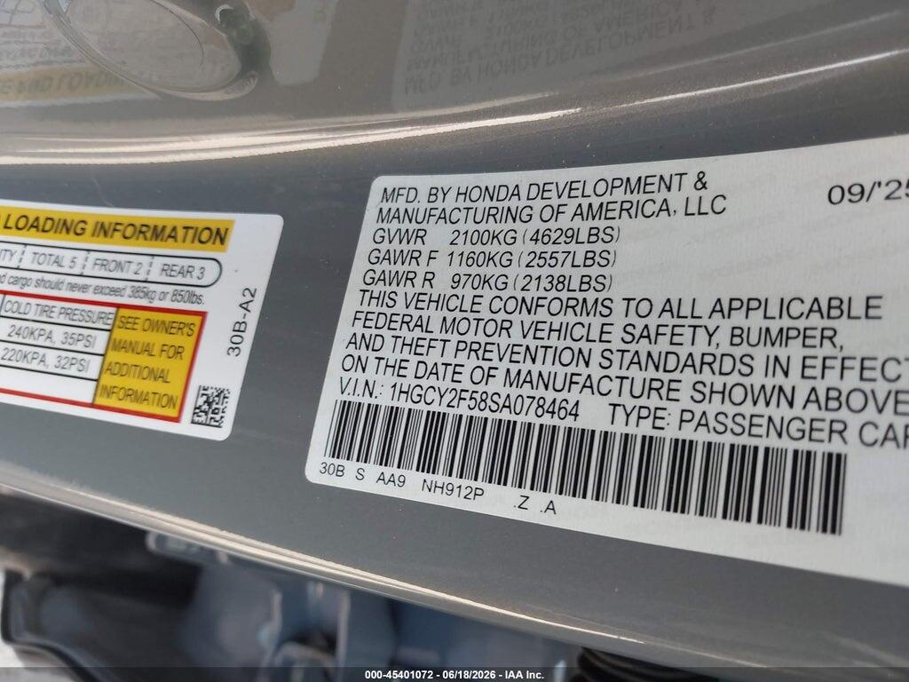 1HGCY2F58SA078464 2025 HONDA ACCORD HYBRID photo no. 9