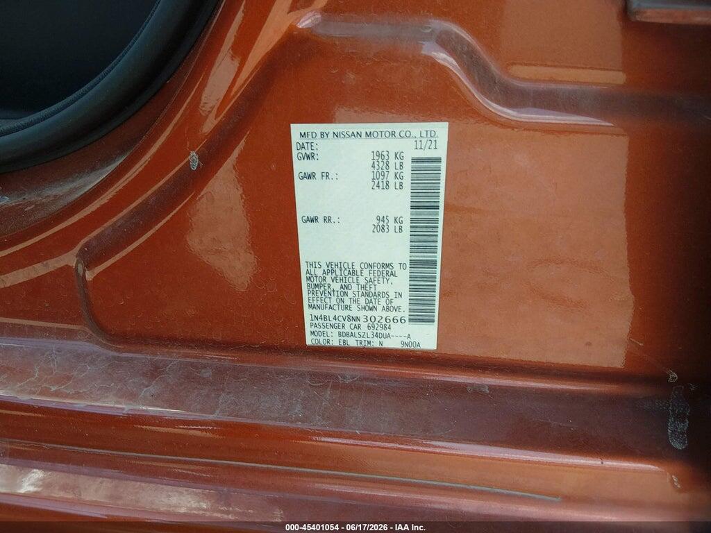 1N4BL4CV8NN302666 2022 NISSAN ALTIMA photo no. 9