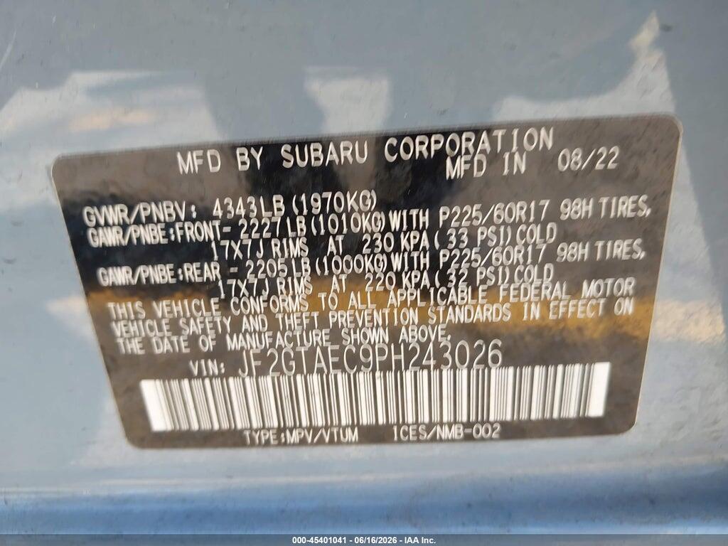 JF2GTAEC9PH243026 2023 SUBARU CROSSTREK photo no. 9