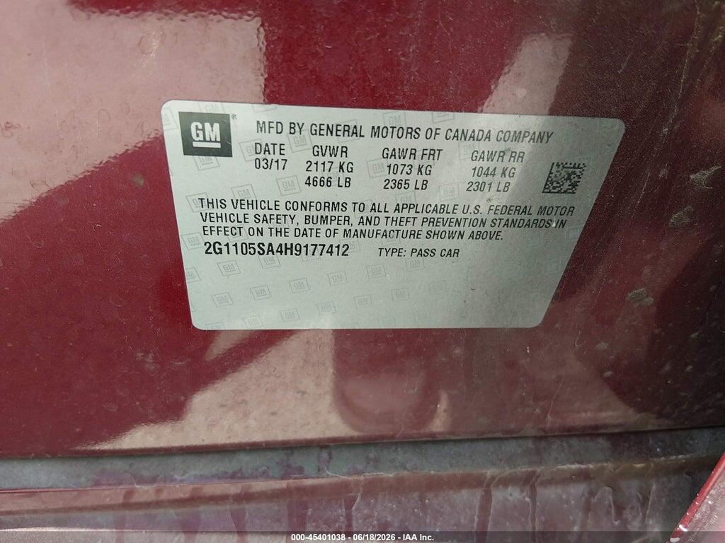 2G1105SA4H9177412 2017 CHEVROLET IMPALA photo no. 9