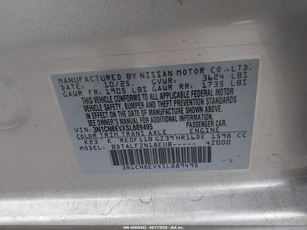 3N1CN8EVXSL889495 2025 NISSAN VERSA photo no. 9