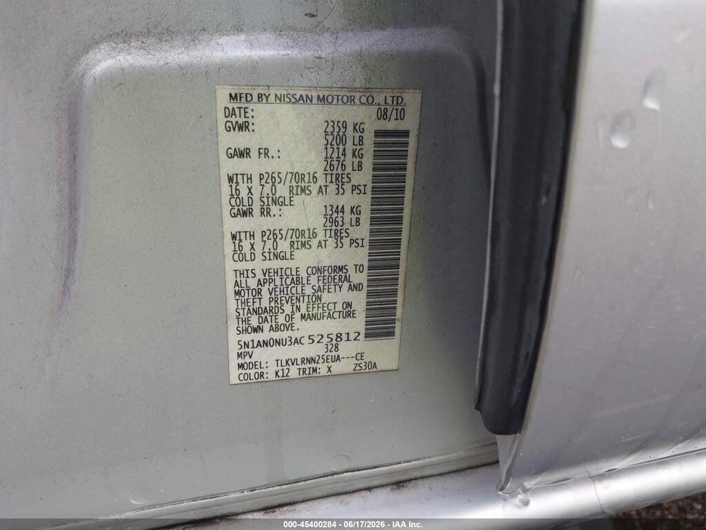 5N1AN0NU3AC525812 2010 NISSAN XTERRA photo no. 9
