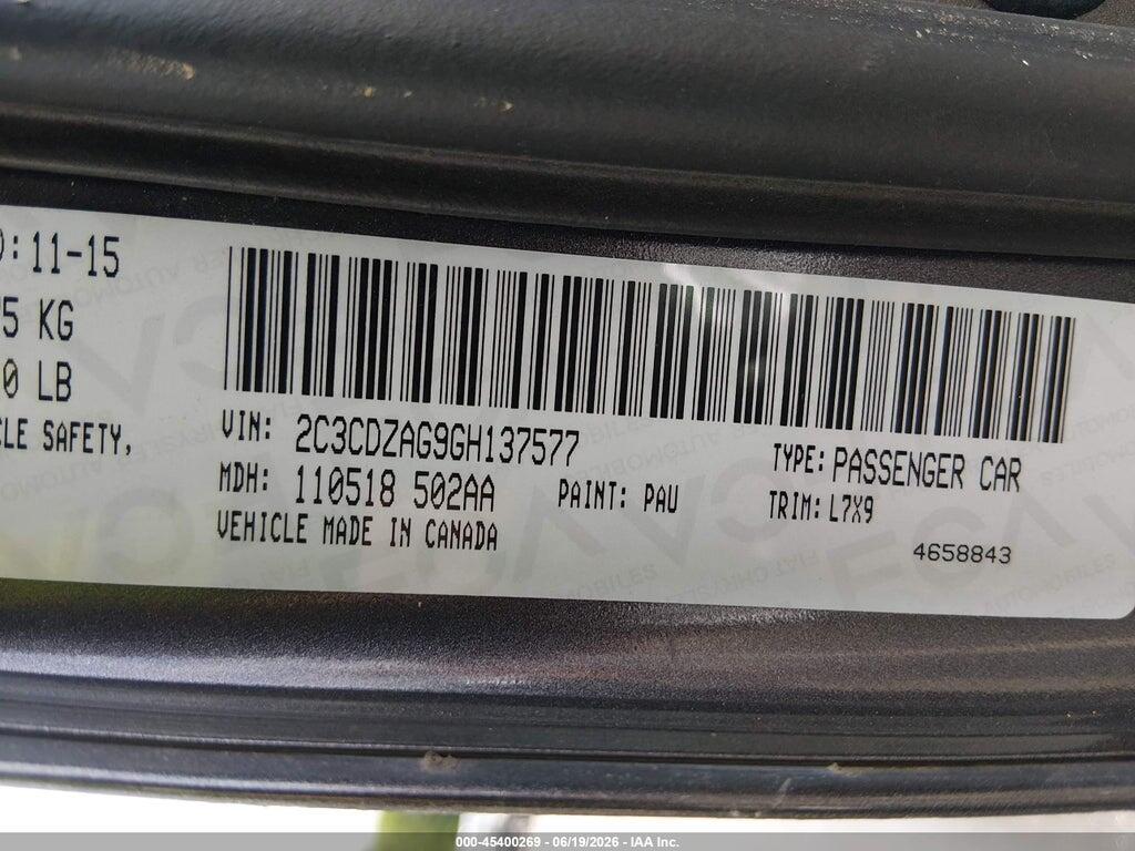 2C3CDZAG9GH137577 2016 DODGE CHALLENGER photo no. 9