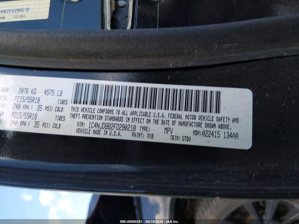 1C4NJDBB2FD290218 2015 JEEP COMPASS photo no. 9