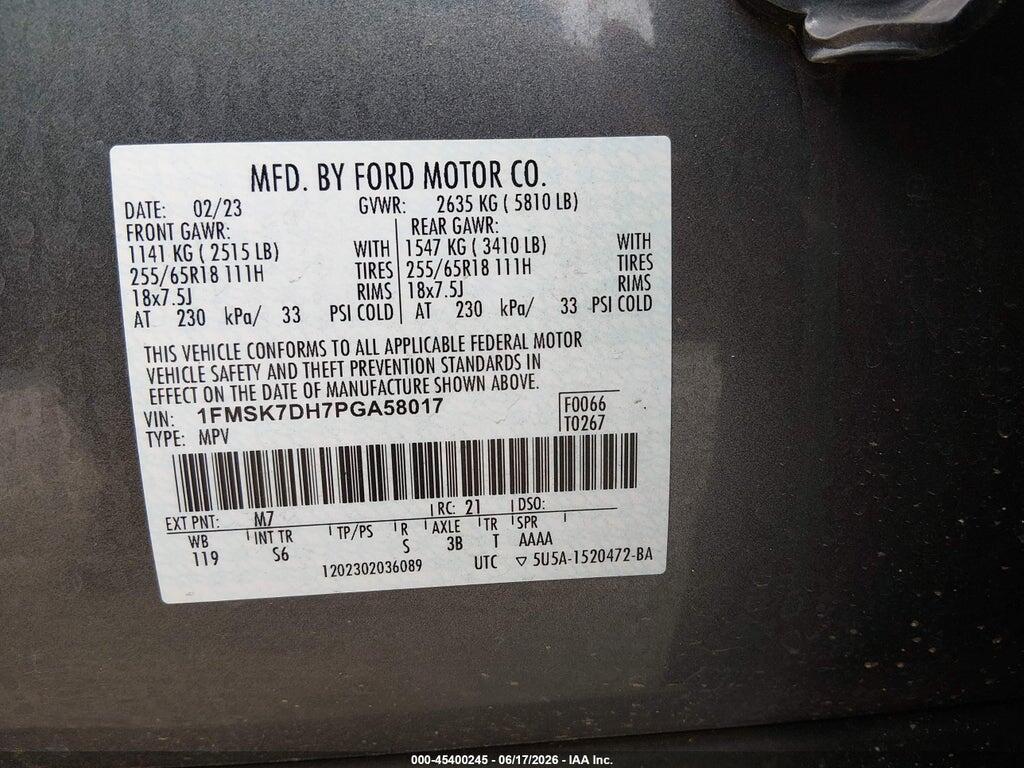 1FMSK7DH7PGA58017 2023 FORD EXPLORER photo no. 9