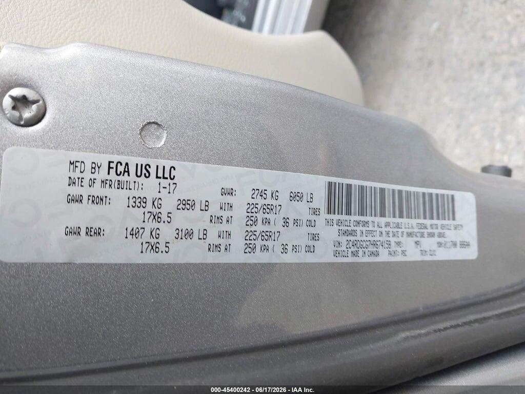 2C4RDGCG7HR674158 2017 DODGE GRAND CARAVAN photo no. 9