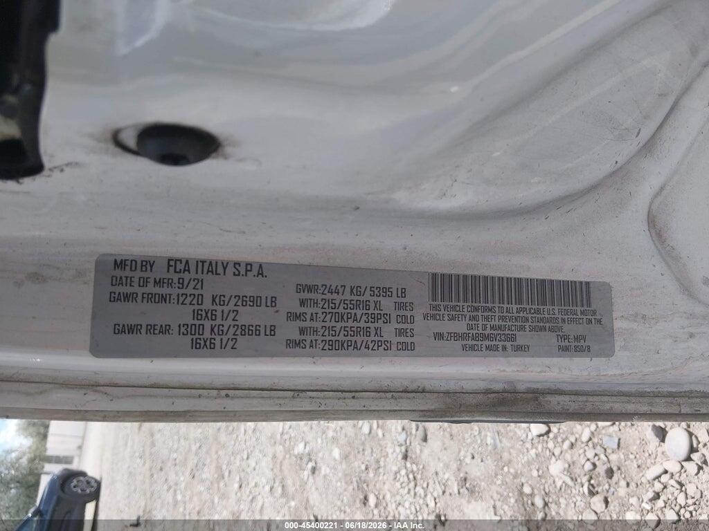 ZFBHRFAB9M6V33661 2021 RAM PROMASTER CITY photo no. 9