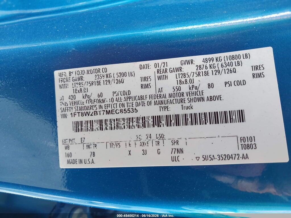 1FT8W2BT7MEC85535 2021 FORD F-250 photo no. 9