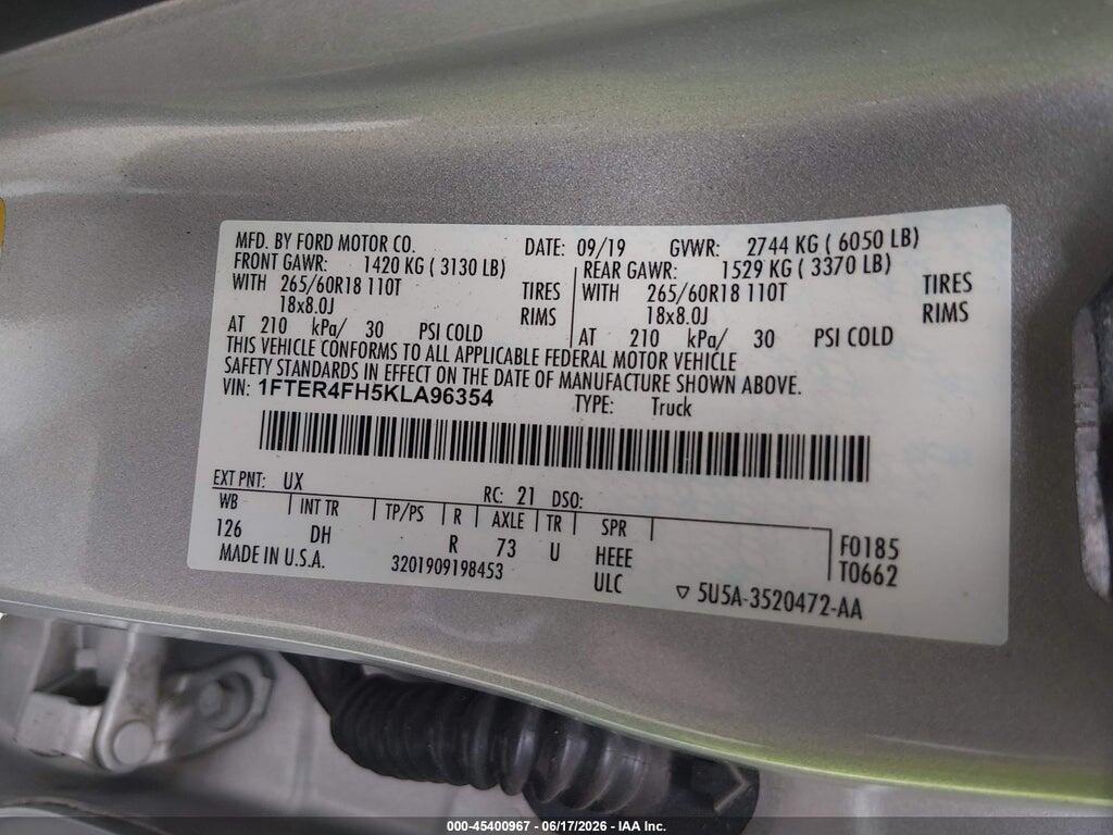 1FTER4FH5KLA96354 2019 FORD RANGER photo no. 9
