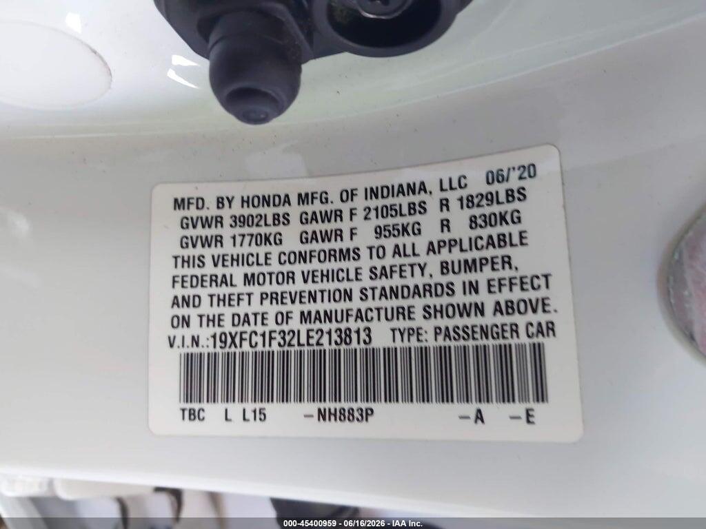 19XFC1F32LE213813 2020 HONDA CIVIC photo no. 9