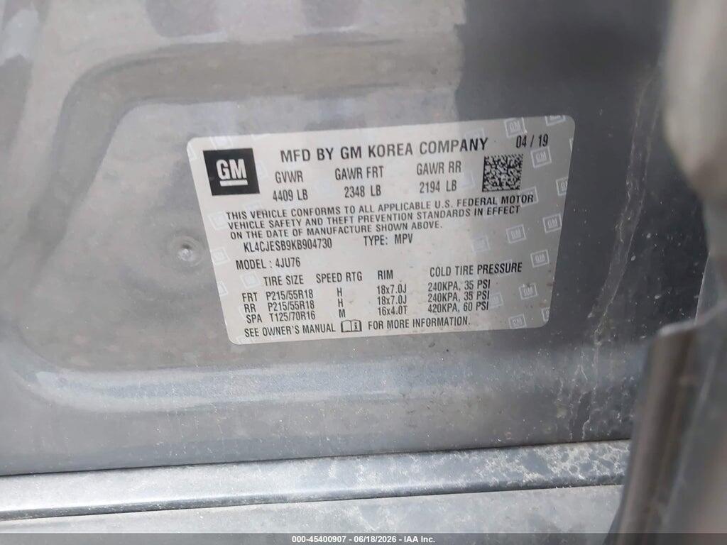 KL4CJESB9KB904730 2019 BUICK ENCORE photo no. 9