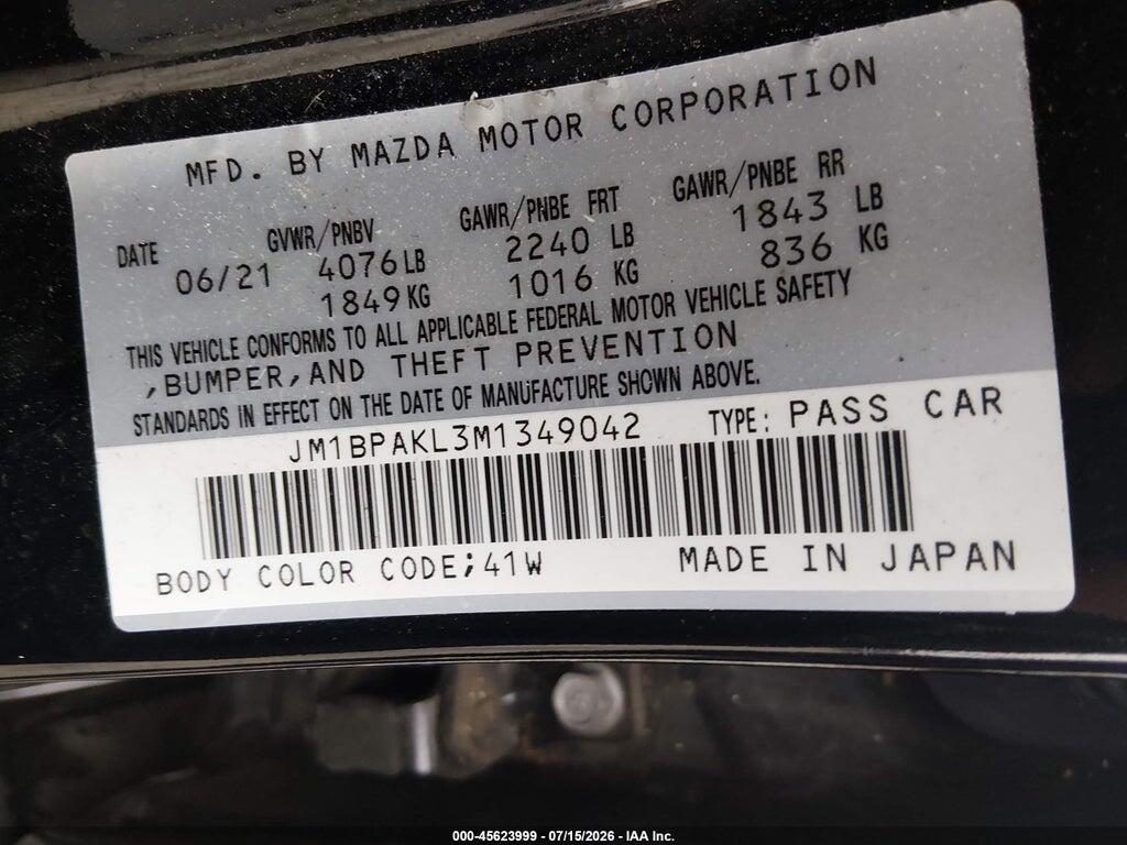 JM1BPAKL3M1349042 2021 MAZDA MAZDA3 photo no. 9