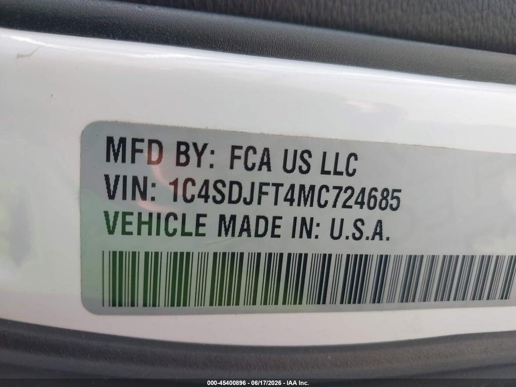 1C4SDJFT4MC724685 2021 DODGE DURANGO photo no. 9