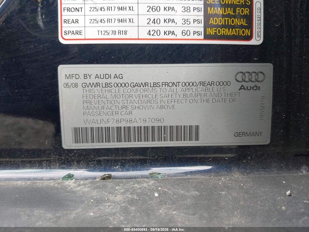 WAUNF78P98A197090 2008 AUDI A3 photo no. 9