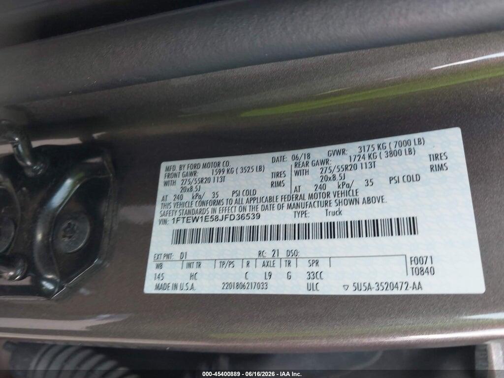 1FTEW1E58JFD36539 2018 FORD F-150 photo no. 9