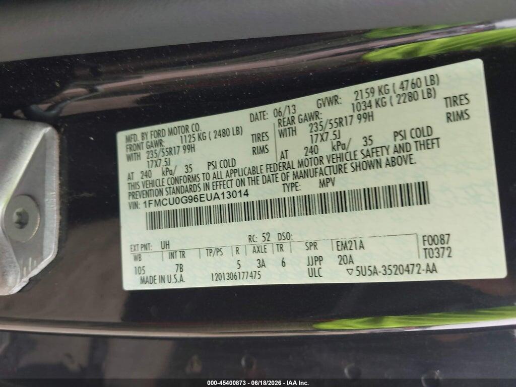 1FMCU0G96EUA13014 2014 FORD ESCAPE photo no. 9