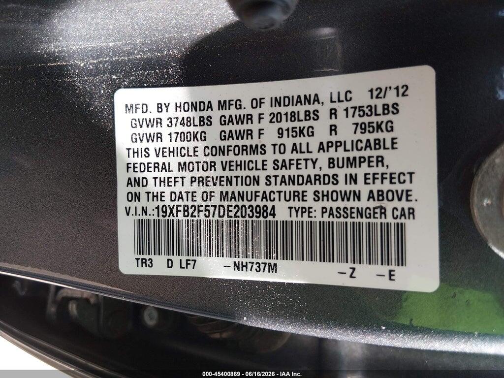 19XFB2F57DE203984 2013 HONDA CIVIC photo no. 9