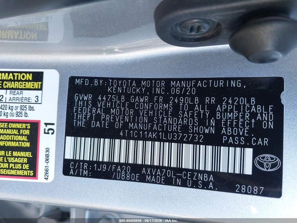 4T1C11AK1LU372732 2020 TOYOTA CAMRY photo no. 9