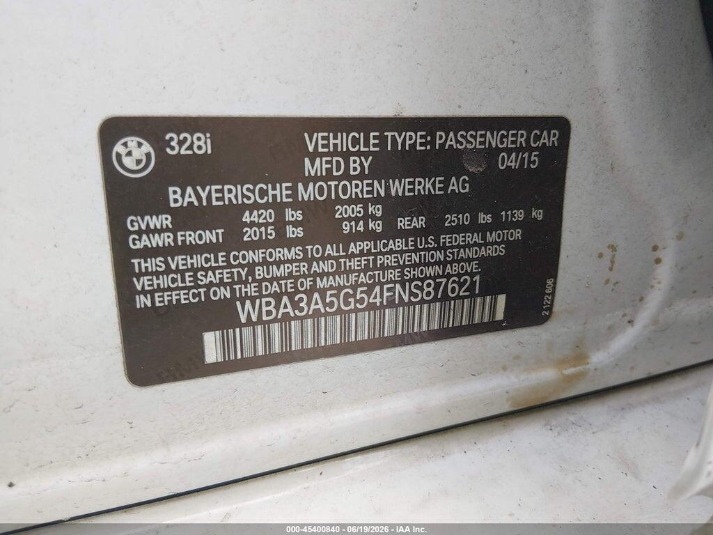 WBA3A5G54FNS87621 2015 BMW 328I photo no. 9