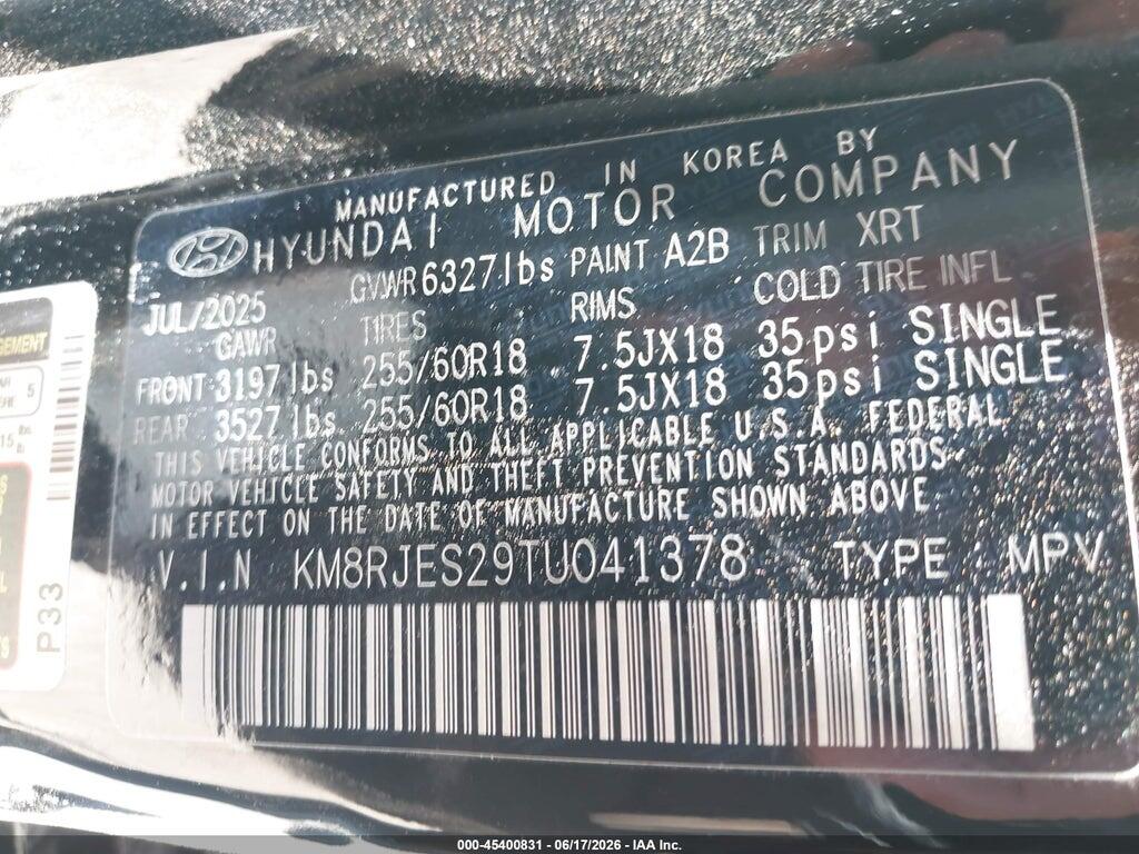 KM8RJES29TU041378 2026 HYUNDAI PALISADE photo no. 9