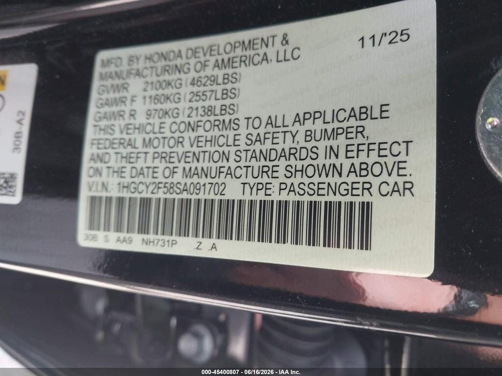 1HGCY2F58SA091702 2025 HONDA ACCORD HYBRID photo no. 9