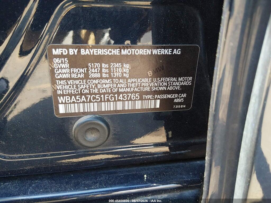 WBA5A7C51FG143765 2015 BMW 528I photo no. 9