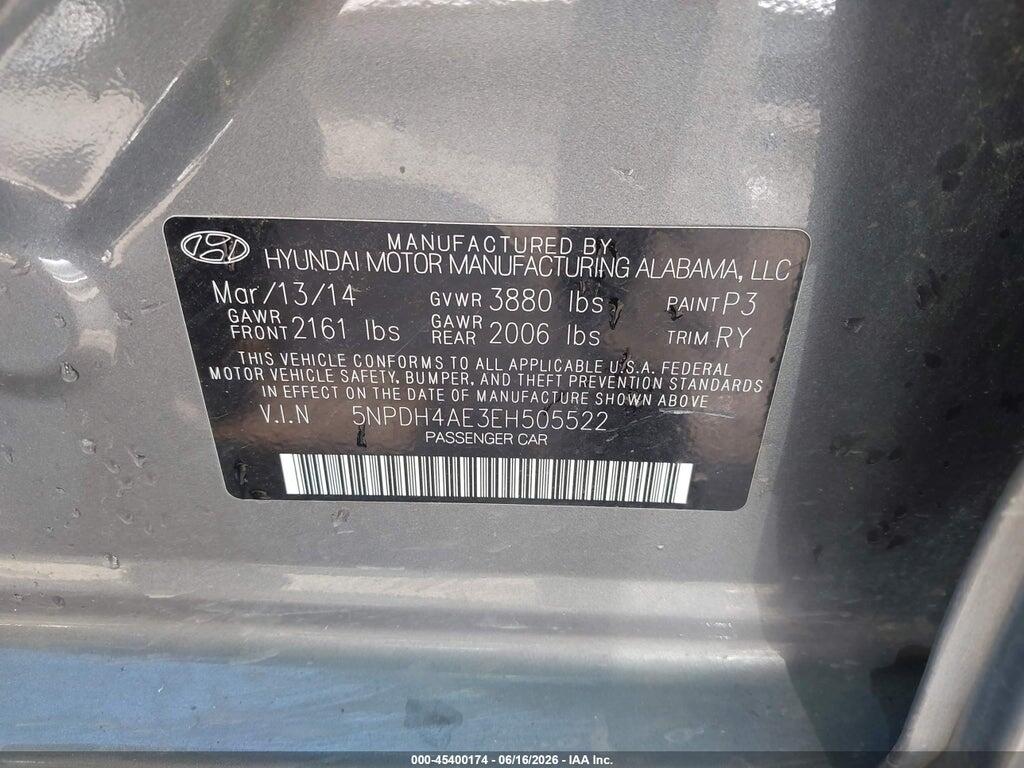 5NPDH4AE3EH505522 2014 HYUNDAI ELANTRA photo no. 9