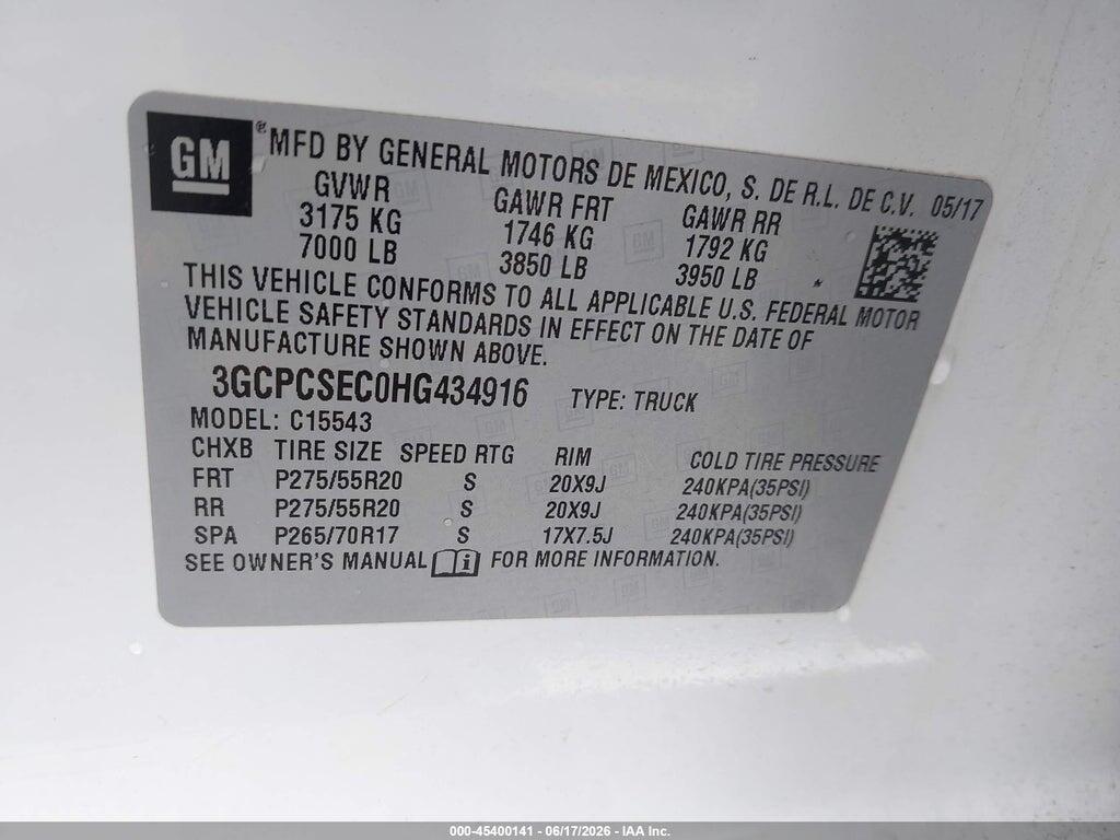 3GCPCSEC0HG434916 2017 CHEVROLET SILVERADO 1500 photo no. 9