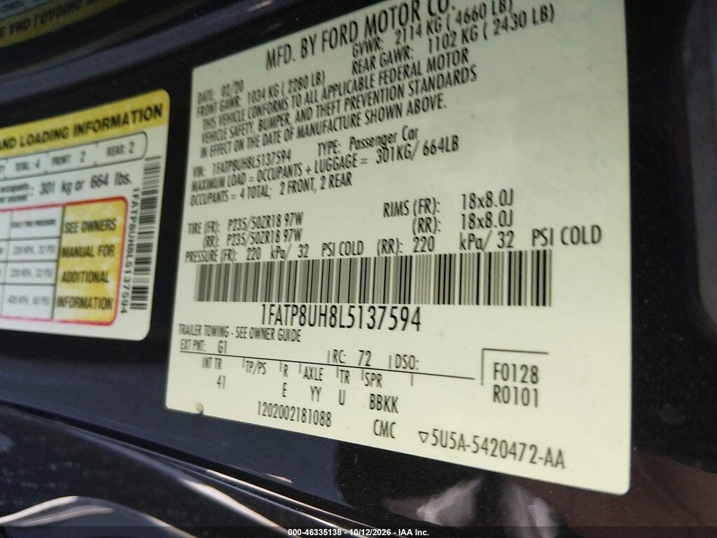 2020 FORD MUSTANG ECOBOOST PREMIUM — Фото 9 из 16