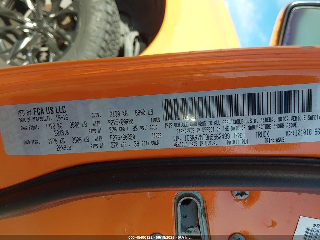 1C6RR7MT3HS562489 2017 RAM 1500 photo no. 9