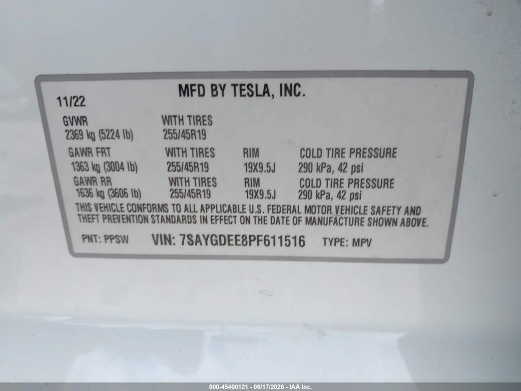 7SAYGDEE8PF611516 2023 TESLA MODEL Y photo no. 8