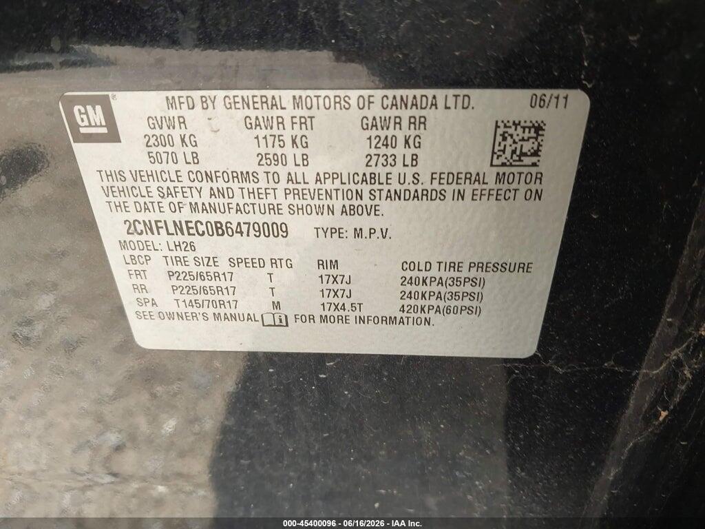 2CNFLNEC0B6479009 2011 CHEVROLET EQUINOX photo no. 9