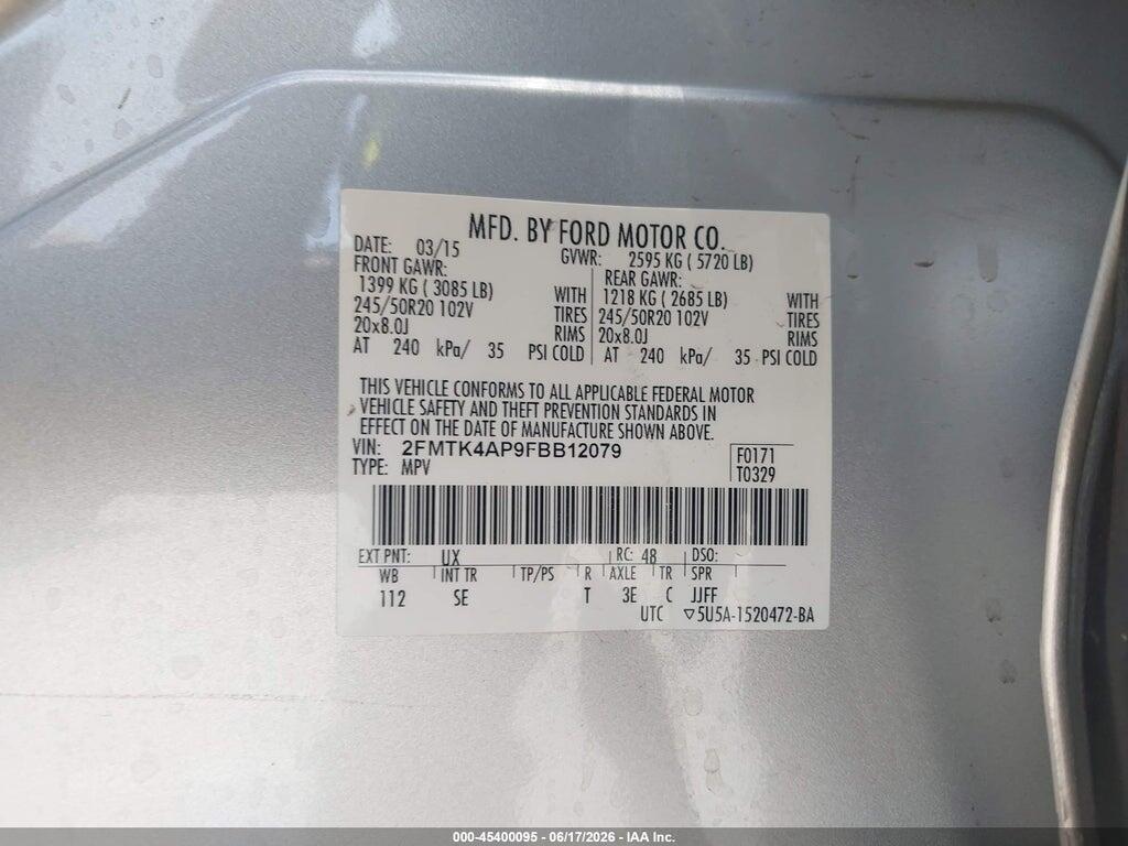 2FMTK4AP9FBB12079 2015 FORD EDGE photo no. 9