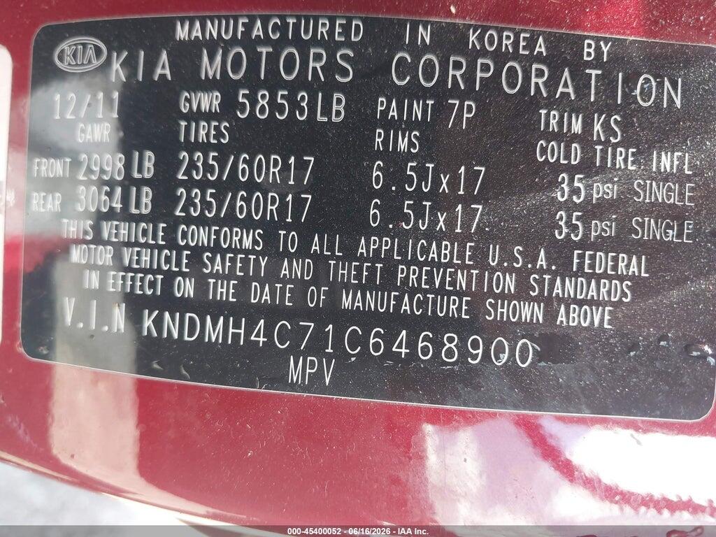 KNDMH4C71C6468900 2012 KIA SEDONA photo no. 9