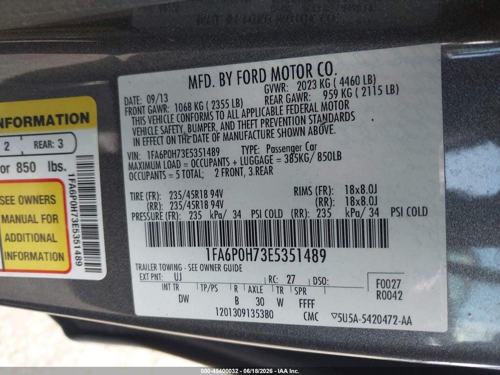 1FA6P0H73E5351489 2014 FORD FUSION photo no. 9
