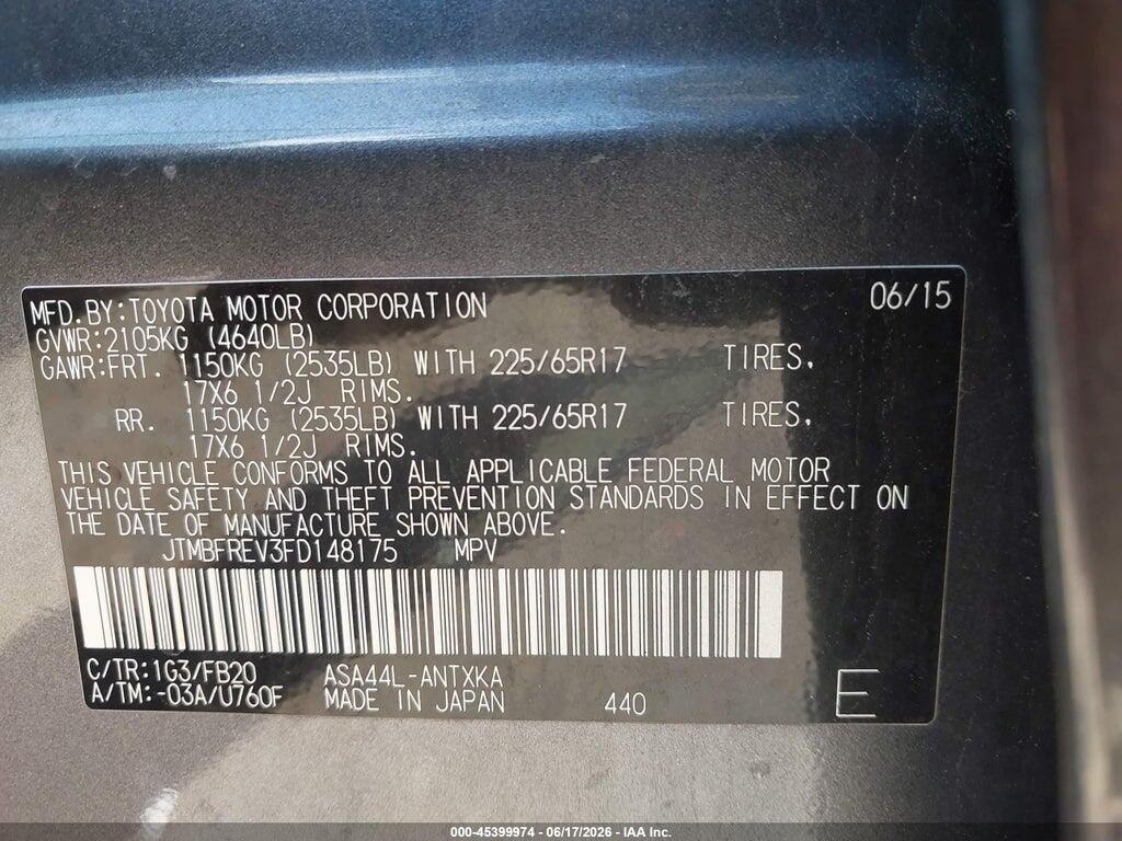 JTMBFREV3FD148175 2015 TOYOTA RAV4 photo no. 9
